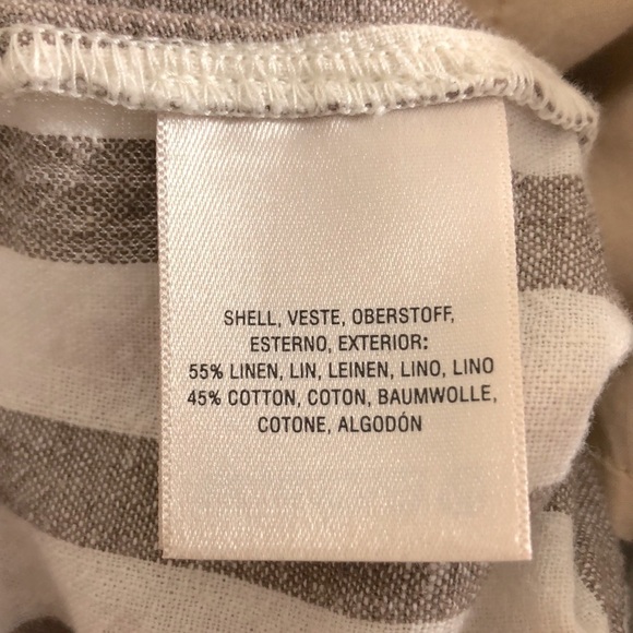 Anthropologie Oasis Striped Linen Pants Tan Cream Size 4P - Picture 9 of 10